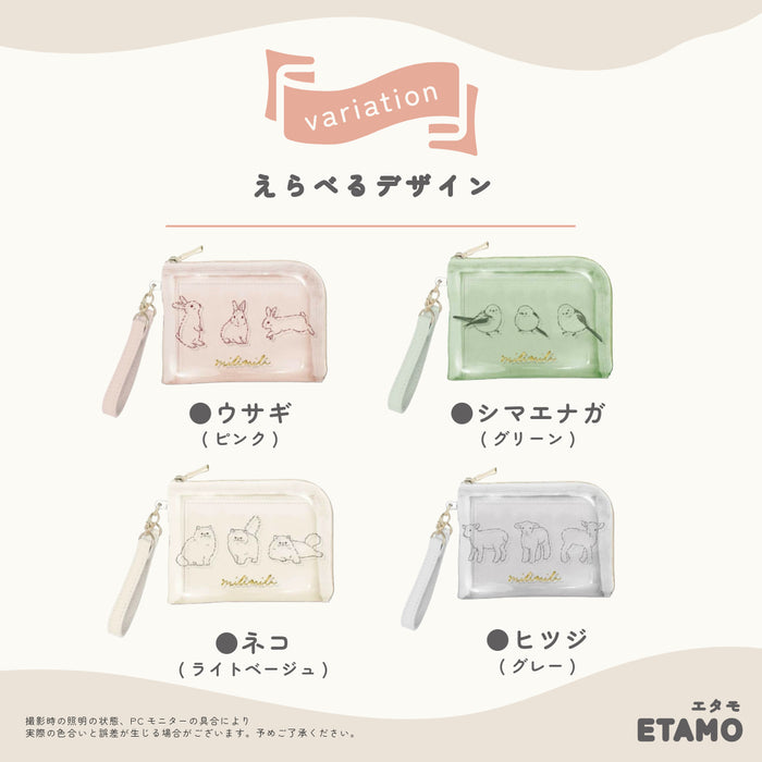 アニマル リール付き クリア パスケース ポーチ