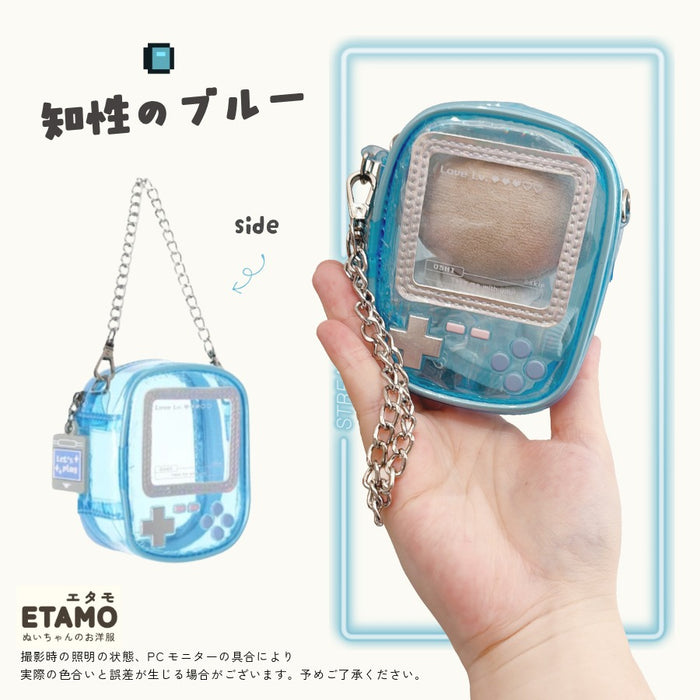 ぬいポーチ 10cm ミニ ゲーム機 ピンク オレンジ イエロー グリーン ブルー パープル ブラック クリア