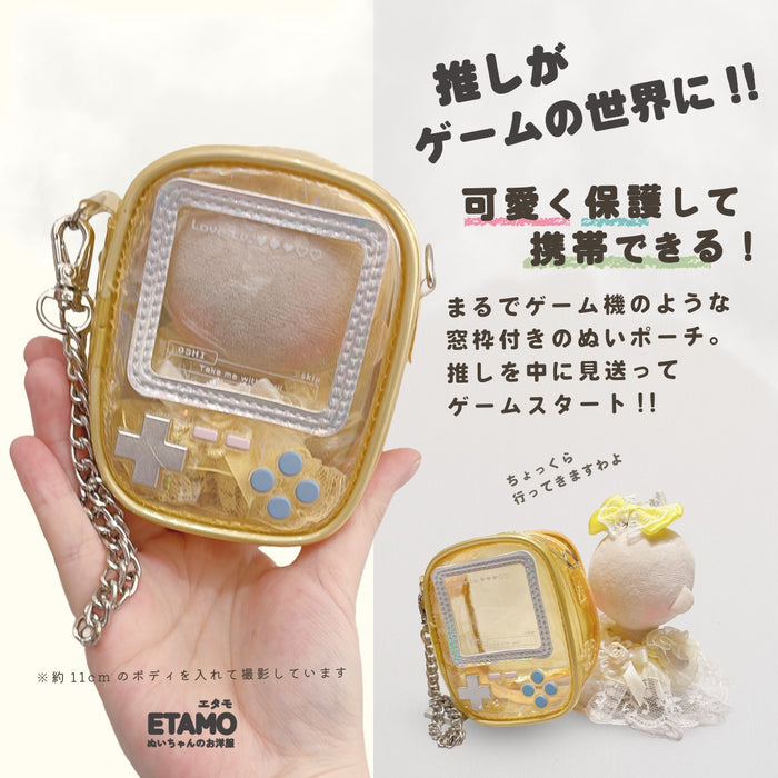 ぬいポーチ 10cm ミニ ゲーム機 ピンク オレンジ イエロー グリーン ブルー パープル ブラック クリア