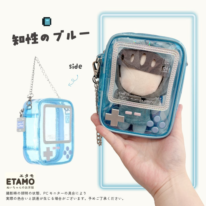 ぬいポーチ 12cm 13cm ゲーム機 ピンク オレンジ イエロー グリーン ブルー パープル ブラック クリア