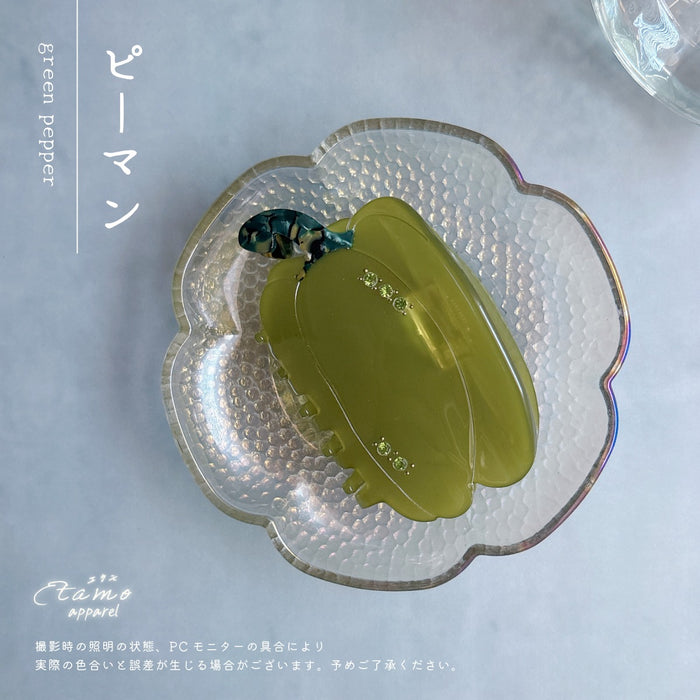 農作物 ヘアクリップ バンス 野菜 果物 トマト ナス ピーマン りんご 桃 稲穂