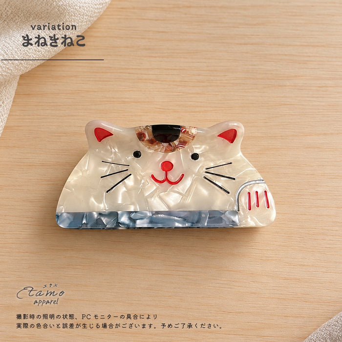 ヘアクリップ バンス 招福 招き猫 フクロウ ナルト