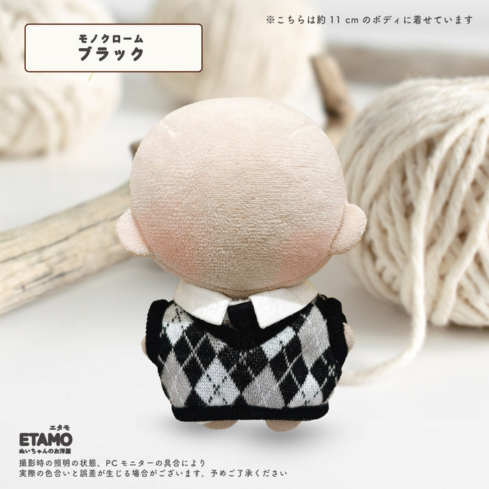 ぬい服 10cm ベスト シャツ ネクタイ 3点セット ブラウン ブラック