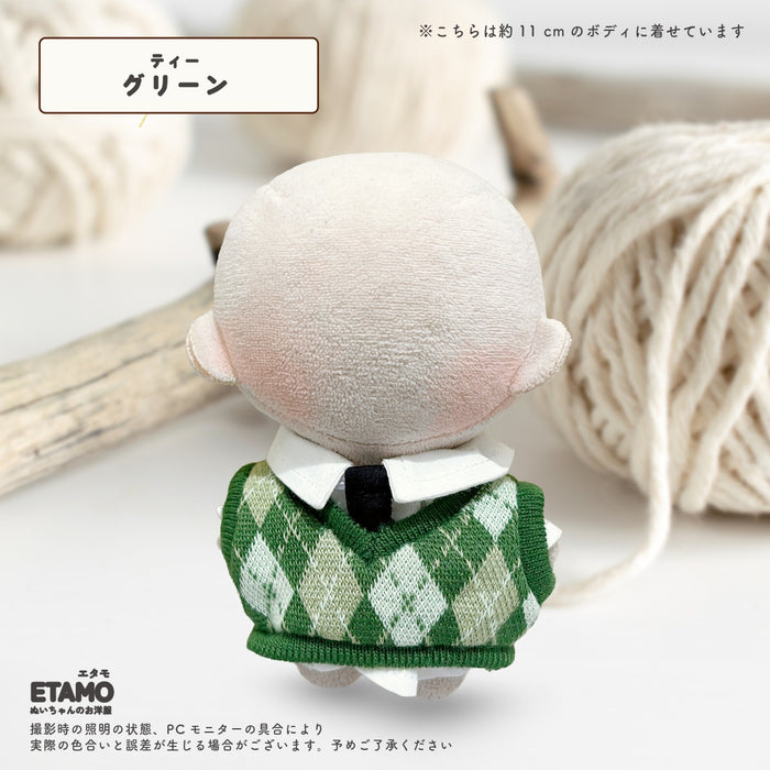 ぬい服 10cm ベスト シャツ ネクタイ 3点セット ブラウン ブラック グリーン ブルー