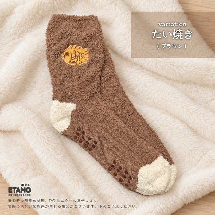 もこもこ ルームソックス 靴下 犬 猫 くま ハリネズミ ハシビロコウ ヒツジ カニ たい焼き 焼き芋 エビフライ ウィンナー