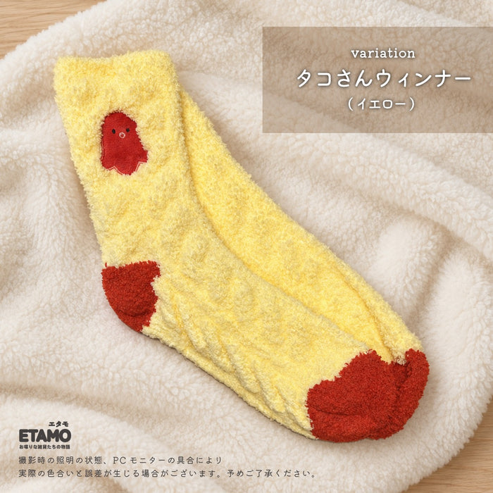 もこもこ ルームソックス 靴下 犬 猫 くま ハリネズミ ハシビロコウ ヒツジ カニ たい焼き 焼き芋 エビフライ ウィンナー