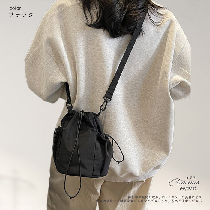 ショル巾着 ショルダー バッグ ブラック サンドベージュ ベージュ グレー グリーン