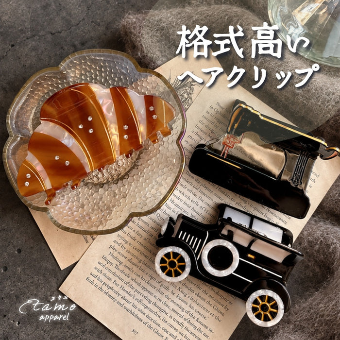 ヘアクリップ バンス クロワッサン ミシン 車