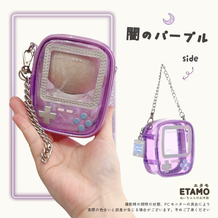 ぬいポーチ 10cm ミニ ゲーム機 ピンク オレンジ イエロー グリーン ブルー パープル ブラック クリア