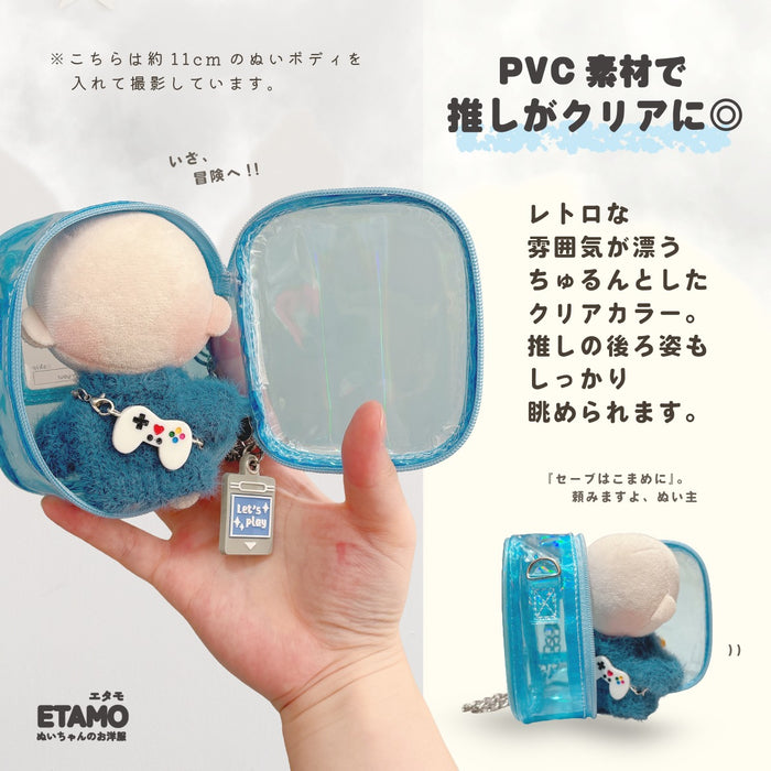ぬいポーチ 10cm ミニ ゲーム機 ピンク オレンジ イエロー グリーン ブルー パープル ブラック クリア
