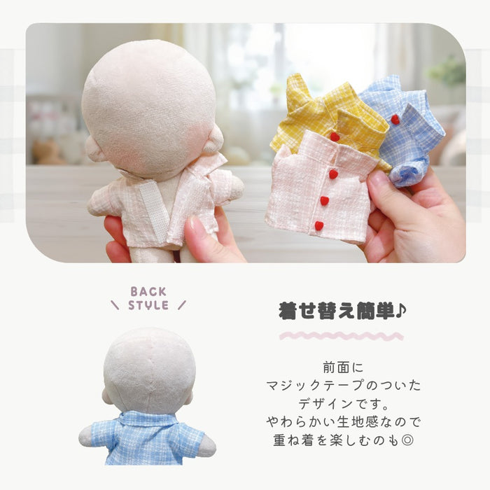 ぬい服 15cm シャツトップス ハートボタン