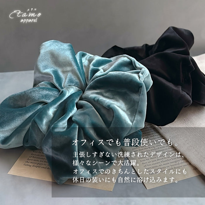 シュシュ ベロア ブラック オフホワイト ブルーグリーン ピンク