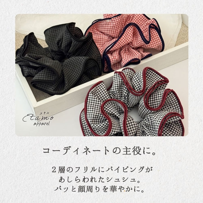 シュシュ チェック 無地
