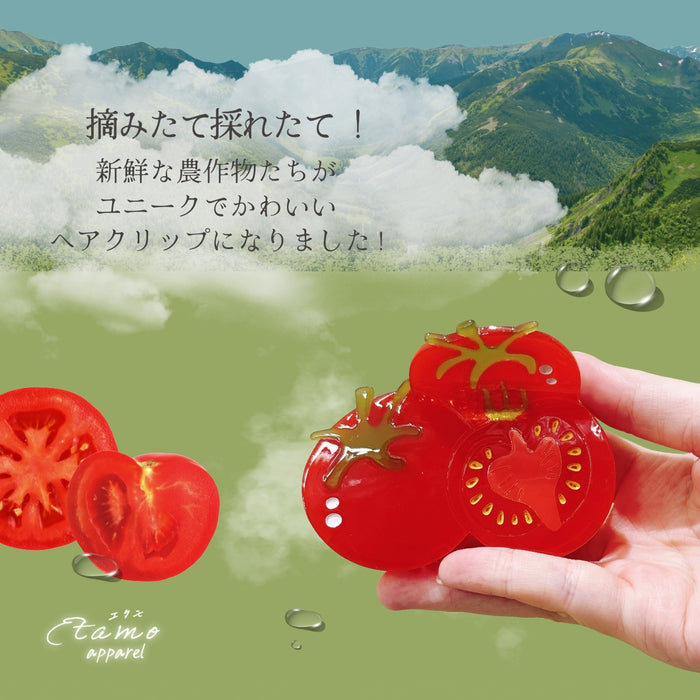 農作物 ヘアクリップ バンス 野菜 果物 トマト ナス ピーマン りんご 桃 稲穂