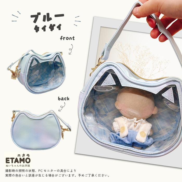 猫型 ぬいポーチ 10cm ブラック ベージュ ブルー ピンク パープル