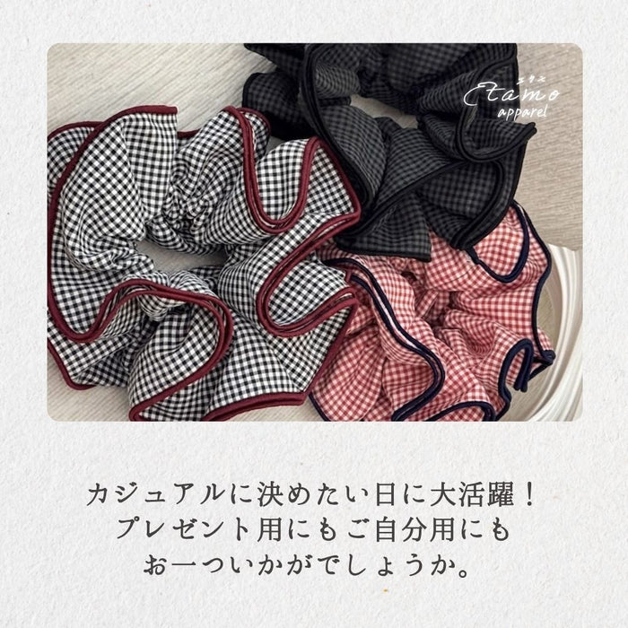 シュシュ チェック 無地