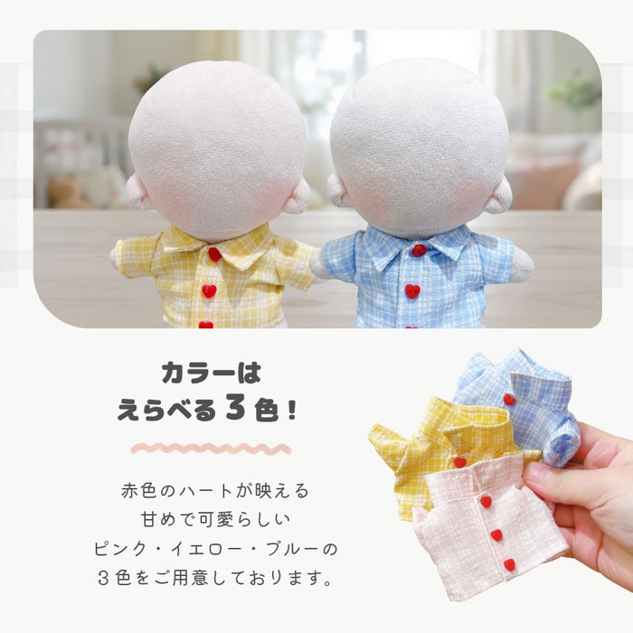 ぬい服 15cm シャツトップス ハートボタン