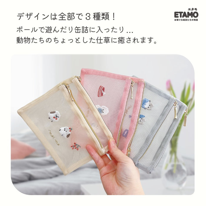 アニマル フラット ポーチ 犬 猫 シマエナガ
