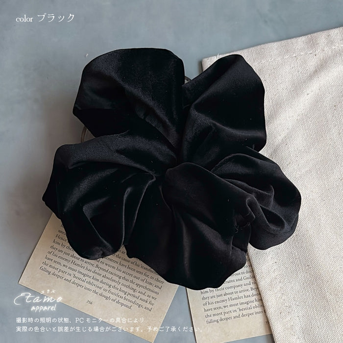 シュシュ ベロア ブラック オフホワイト ブルーグリーン ピンク