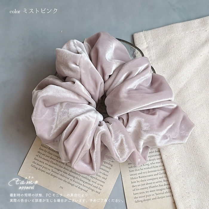 シュシュ ベロア ブラック オフホワイト ブルーグリーン ピンク