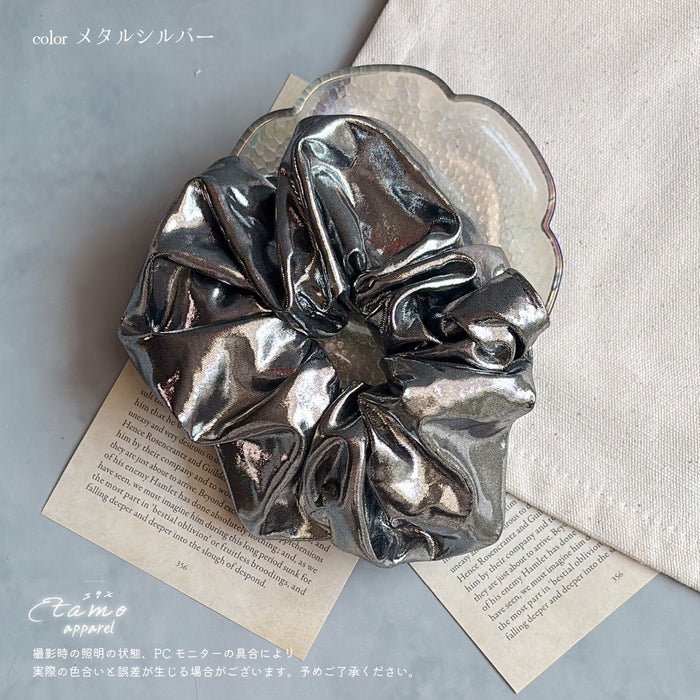 シュシュ メタル ブラック シルバー
