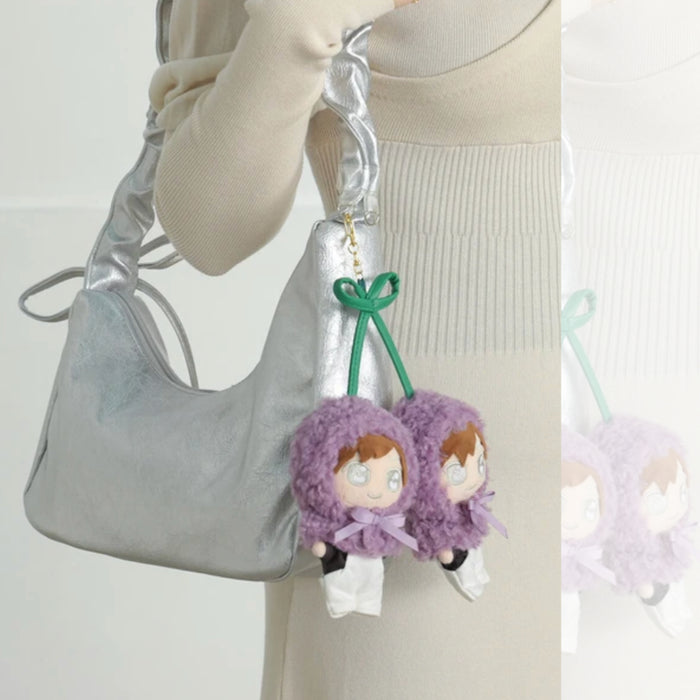 ぬい服 10cm さくらんぼ ポンチョ ペア 小さい レッド パープル おそろい 2人用