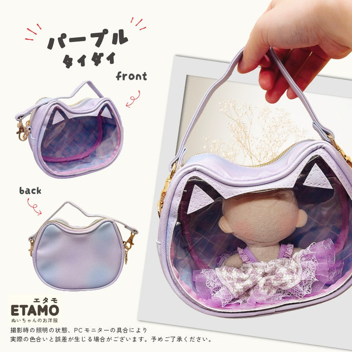 猫型 ぬいポーチ 10cm ブラック ベージュ ブルー ピンク パープル