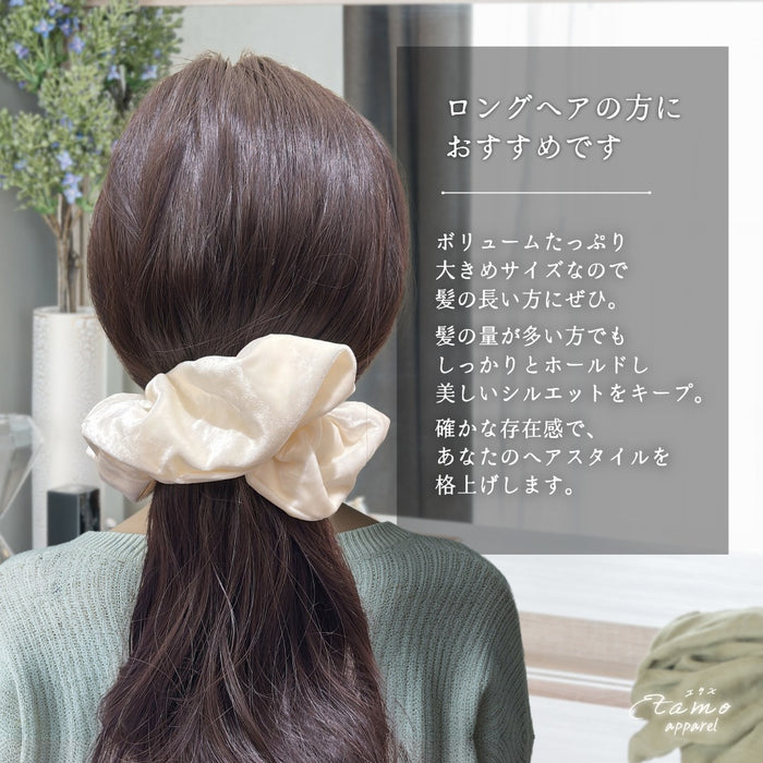 シュシュ ベロア ブラック オフホワイト ブルーグリーン ピンク