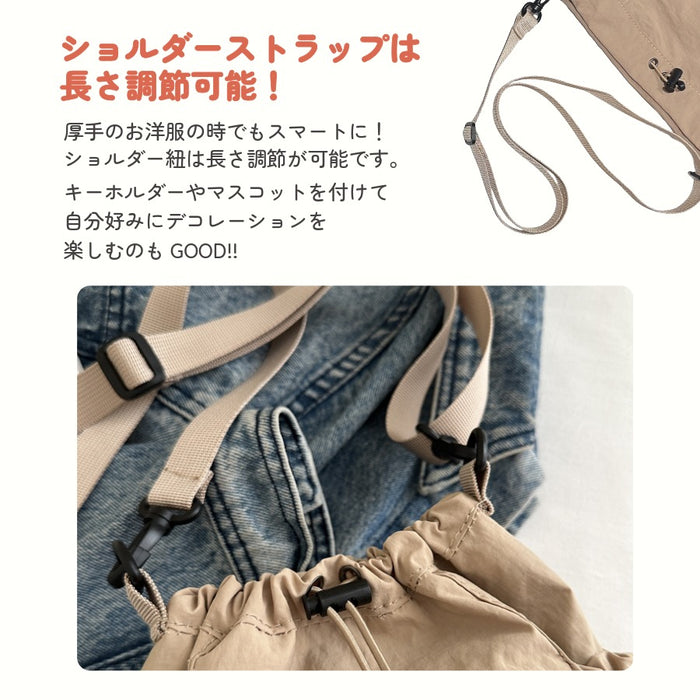 ショル巾着 ショルダー バッグ ブラック サンドベージュ ベージュ グレー グリーン