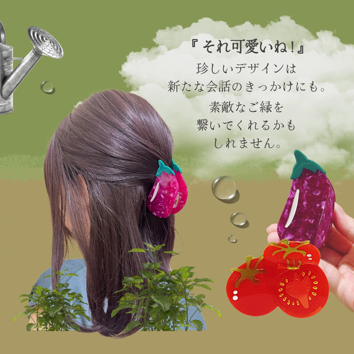 農作物 ヘアクリップ バンス 野菜 果物 トマト ナス ピーマン りんご 桃 稲穂
