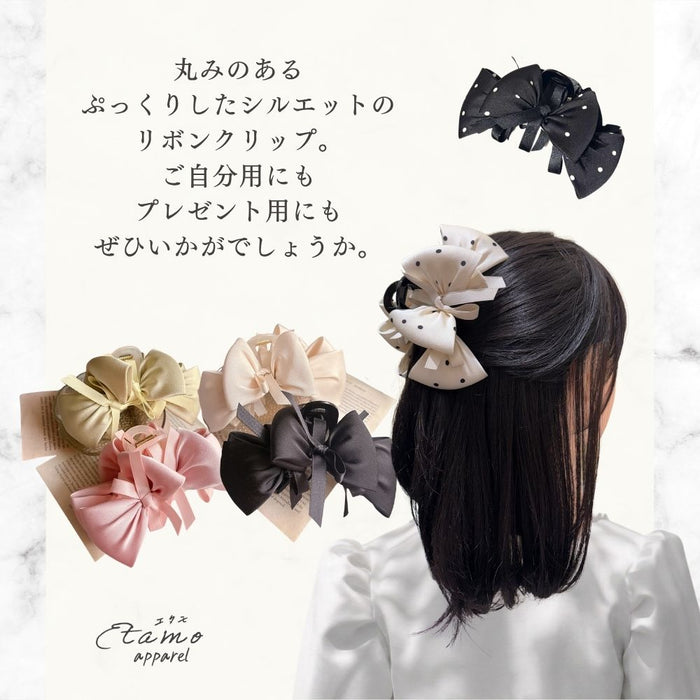 バンス ヘアクリップ リボン ドット 無地