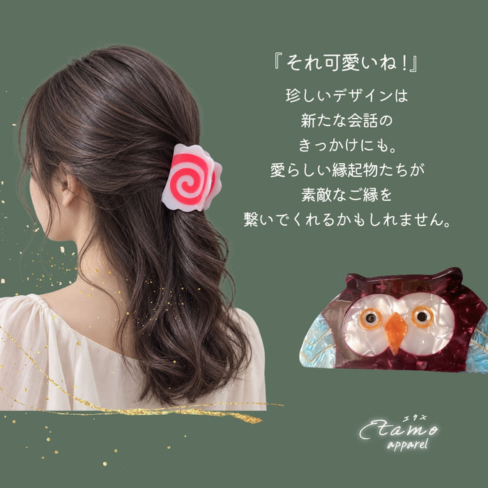 ヘアクリップ バンス 招福 招き猫 フクロウ ナルト