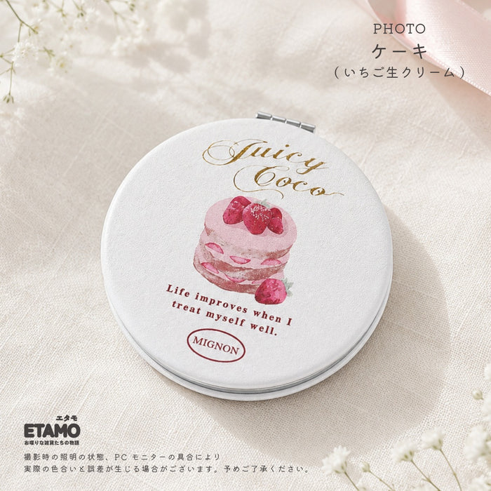 拡大鏡付き コンパクトミラー 鏡 犬 ネコ シマエナガ ウサギ 花 桜 ミモザ 花柄 ローズ ケーキ