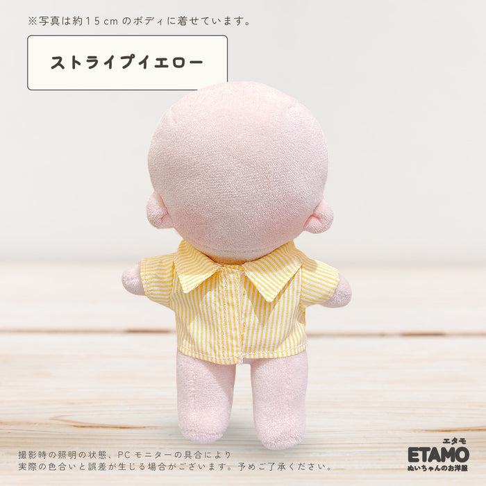 ぬい服 15cm 前開きシャツ トップス チェック ストライプ
