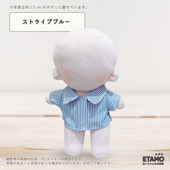 ぬい服 15cm 前開きシャツ トップス チェック ストライプ