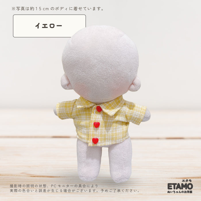 ぬい服 15cm シャツトップス ハートボタン