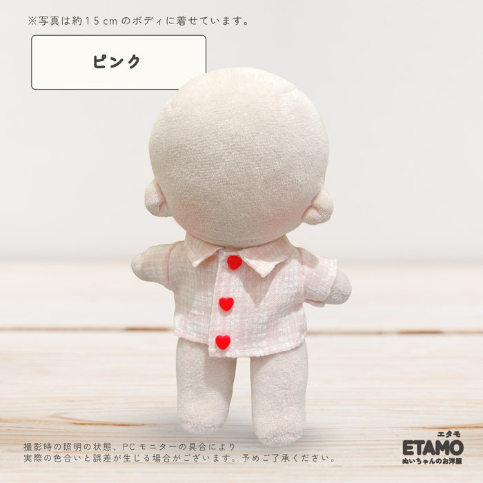 ぬい服 15cm シャツトップス ハートボタン