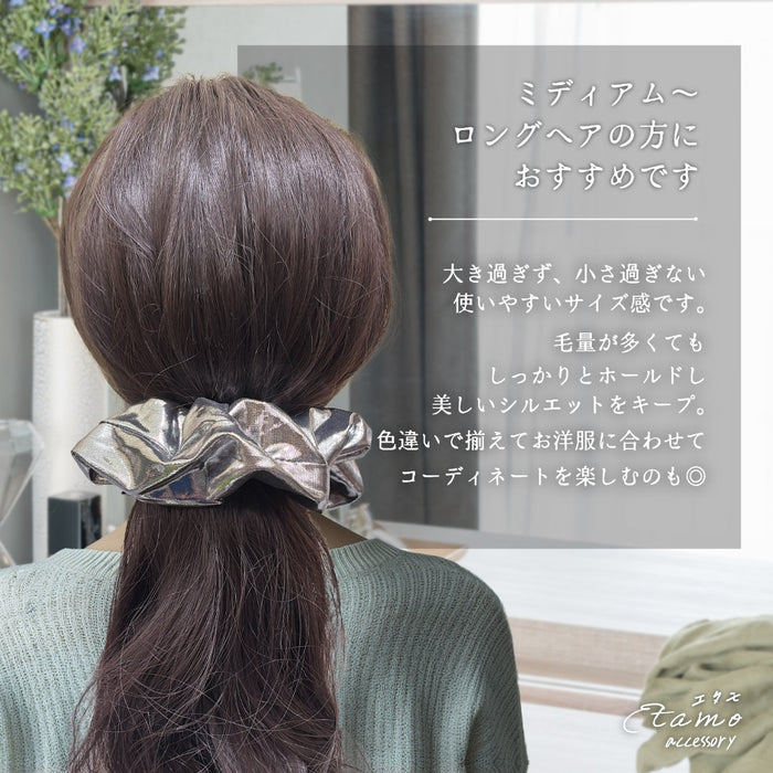 シュシュ メタル ブラック シルバー