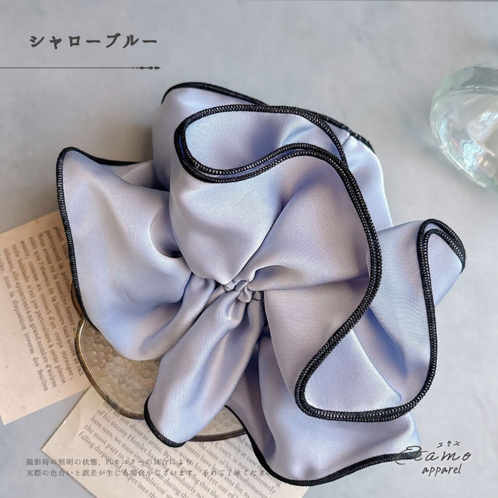 ダブルフリル シュシュ ブルー ラベンダー グレー