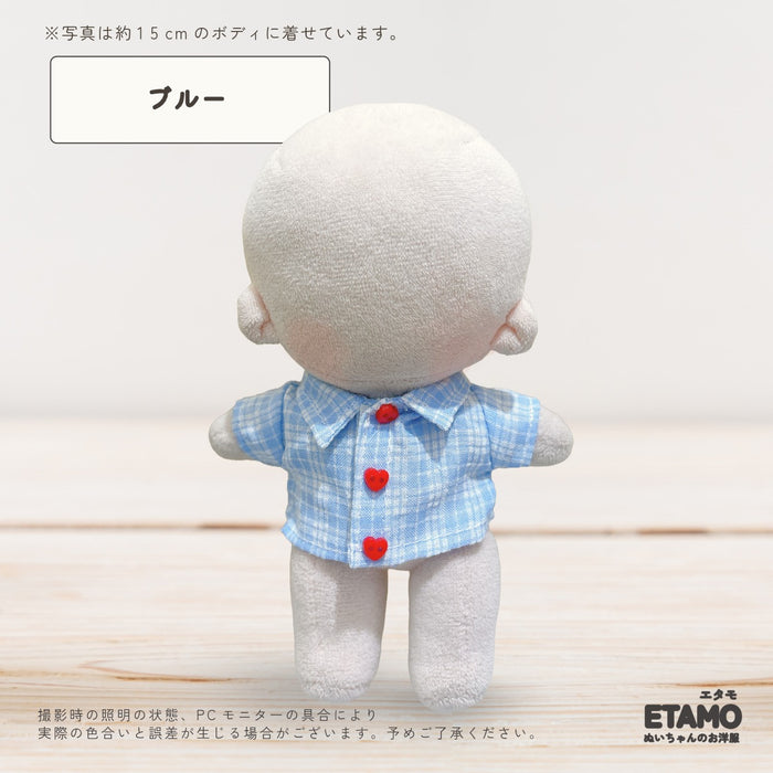ぬい服 15cm シャツトップス ハートボタン