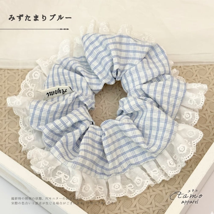 シュシュ グラフチェック イエロー ブルー