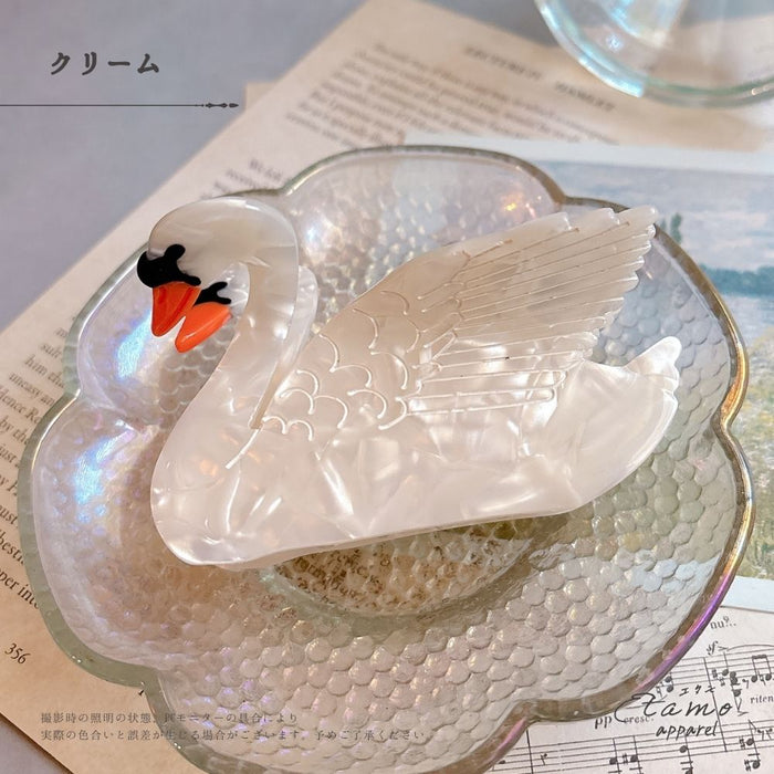 スワン ヘアクリップ 白鳥 黒鳥