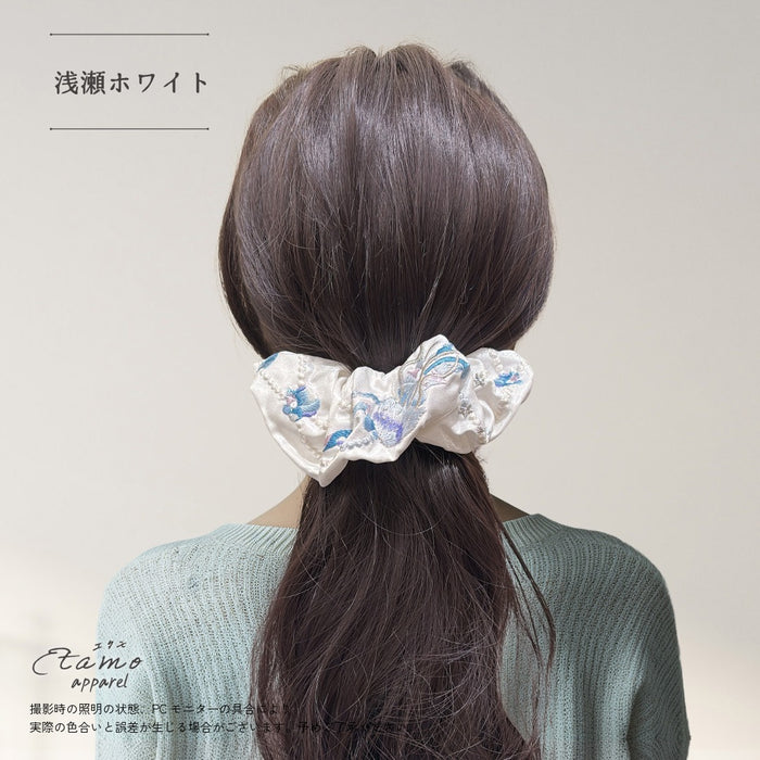 海月のシュシュ ホワイト ネイビー