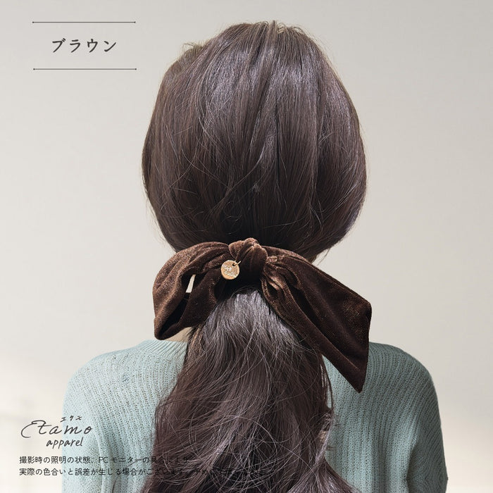 シュシュ リボン ベロア ブラック ブラウン ベージュ