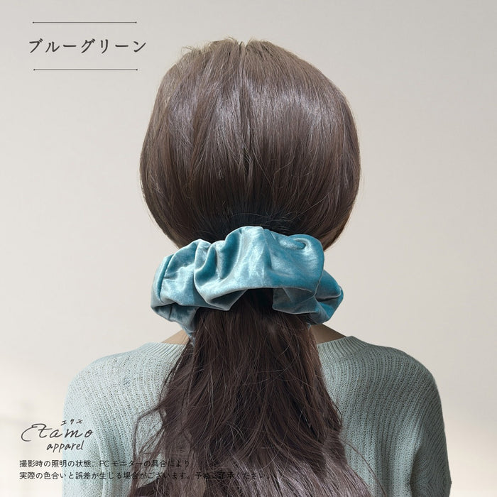 シュシュ ベロア ブラック オフホワイト ブルーグリーン ピンク