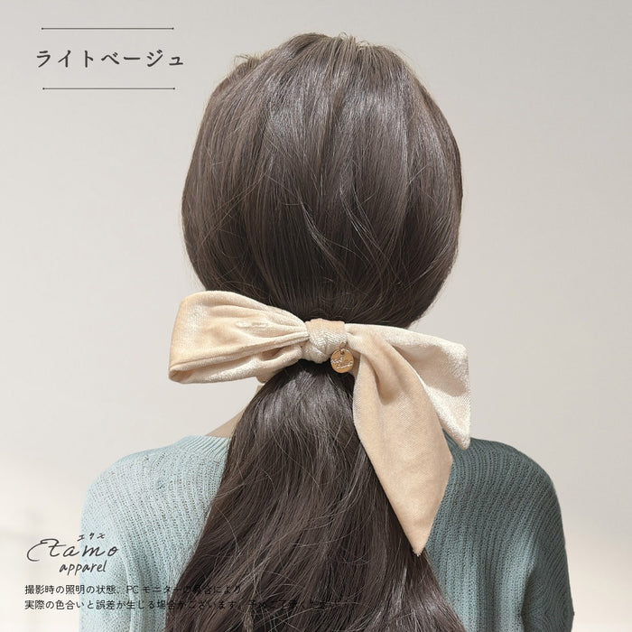 シュシュ リボン ベロア ブラック ブラウン ベージュ