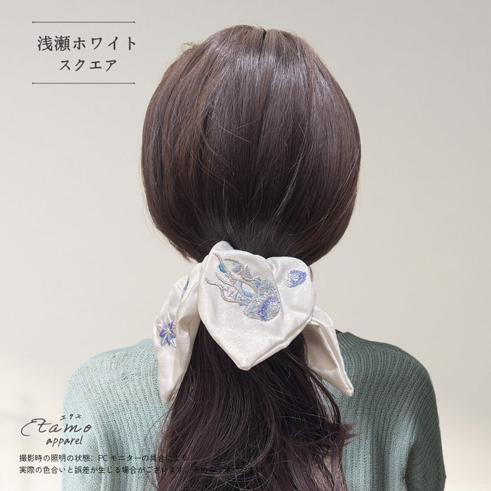 海月のシュシュ ホワイト ネイビー