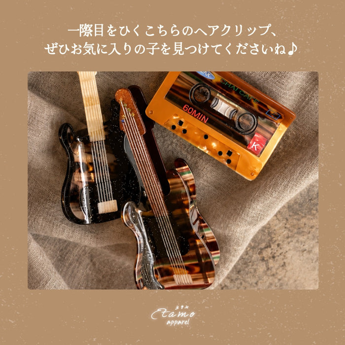 ヘアクリップ バンス ミュージシャン 楽器 ギター サックス カセット