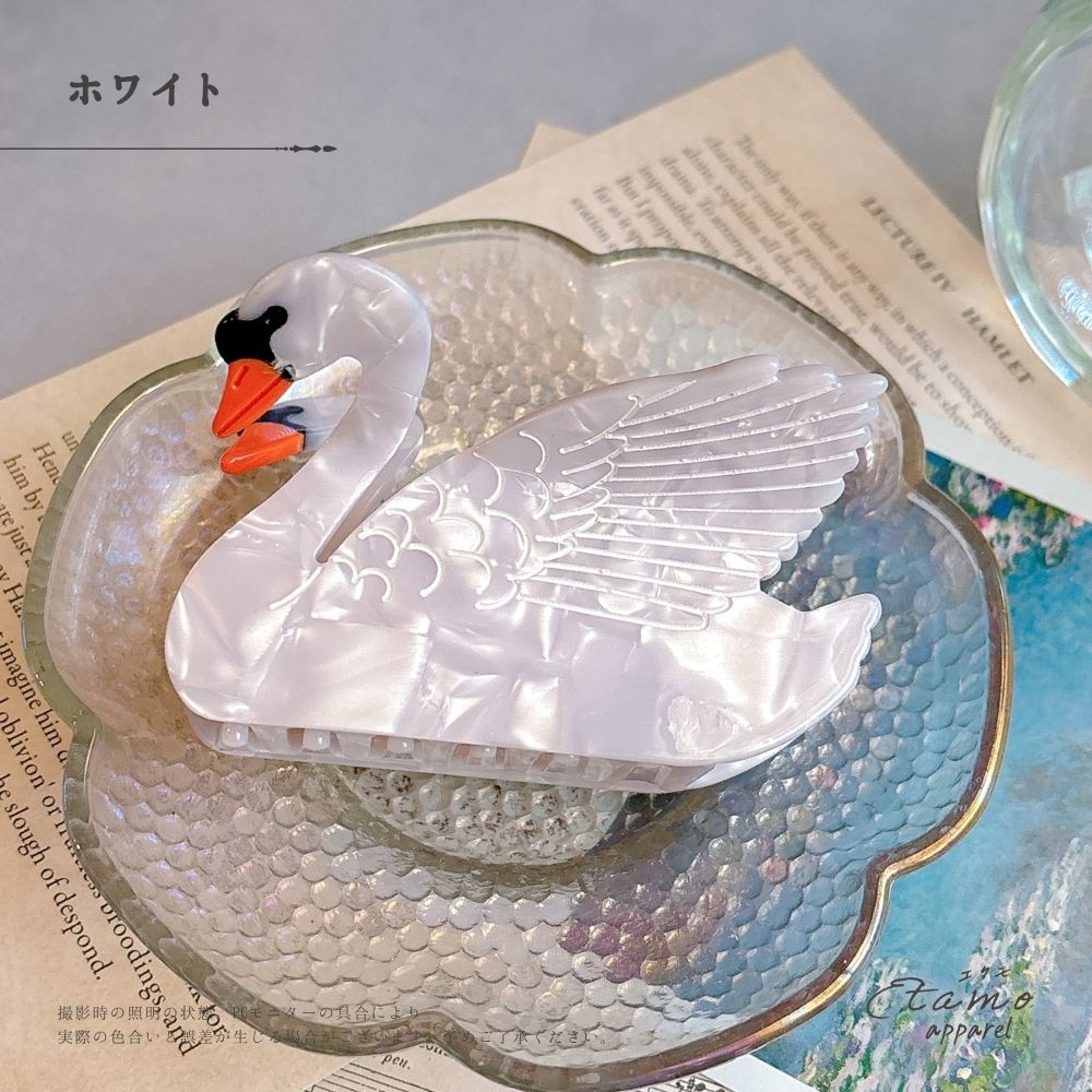 スワン ヘアクリップ 白鳥 黒鳥 — Etamo