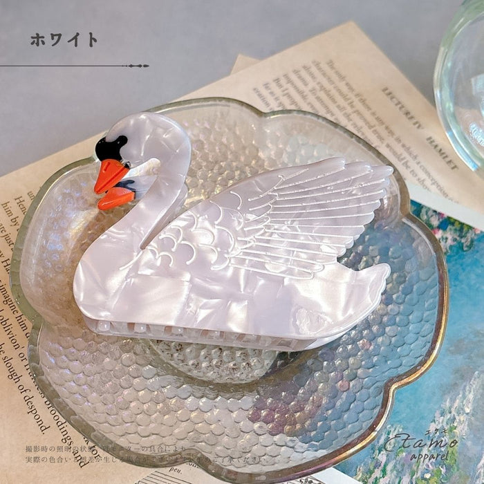スワン ヘアクリップ 白鳥 黒鳥